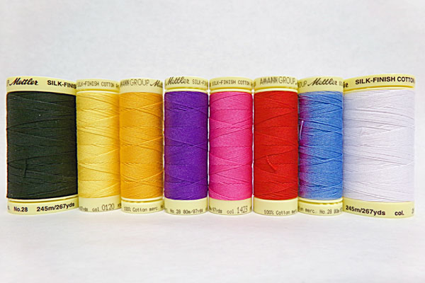Mettler SILK-FINISH COTTON 28 is the thickest cotton thread in the Mettler Silk-Finish cotton thread line. The recommended needle sizes for 28-Wt cotton are 110/18 to 130/21.