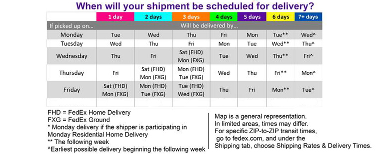 fedex delivery time map