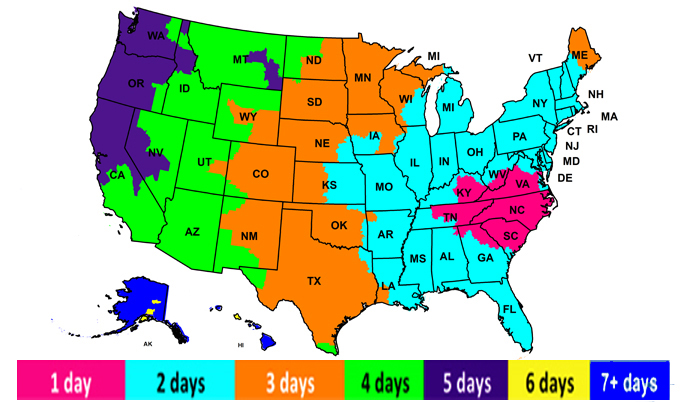 FedEx - Time in Transit Map