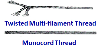 Multi-filament and monocord sewing thread