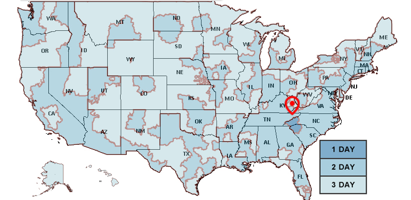 usps delivery time map